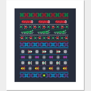 Frogs, Logs & Automobiles - Frogger Arcade Christmas Ugly Sweater Posters and Art